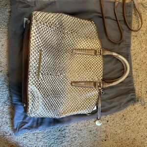 Brahmin Cream and Brown Satchel